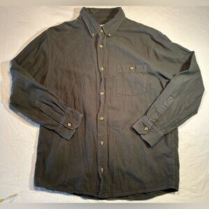 Field & Stream Gray/Green 100% Cotton Long Sleeve Button Up Flannel Shirt Men LG